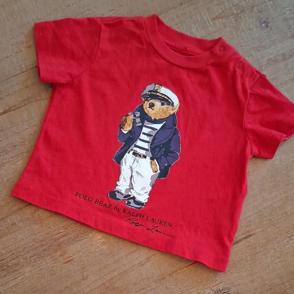 Polo Ralph Lauren Other - Polo Ralph Lauren Red Baby Shirt with Nautical Polo Bear (3 Months)